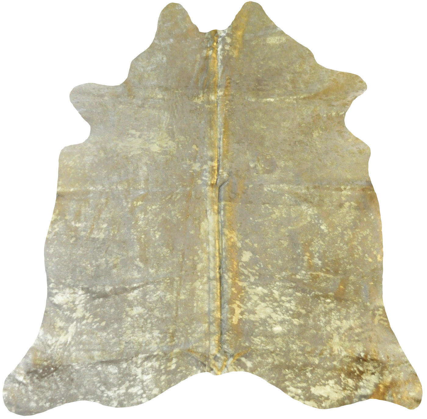 Real Leather Gold Metallic On White  Cowhide  by Rug Factory Plus