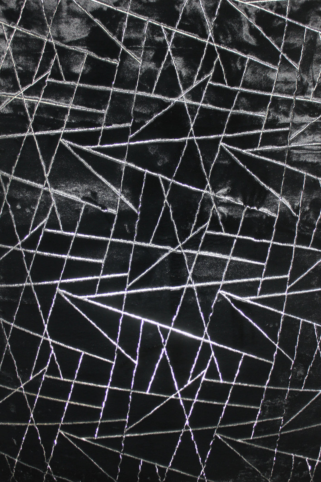 Metallic Area Rug Black Lines