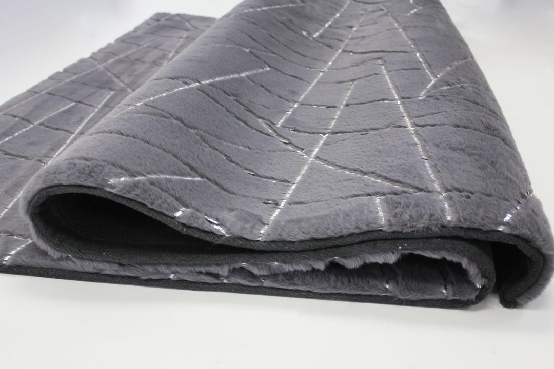 Metallic Area Rug Charcoal Lines