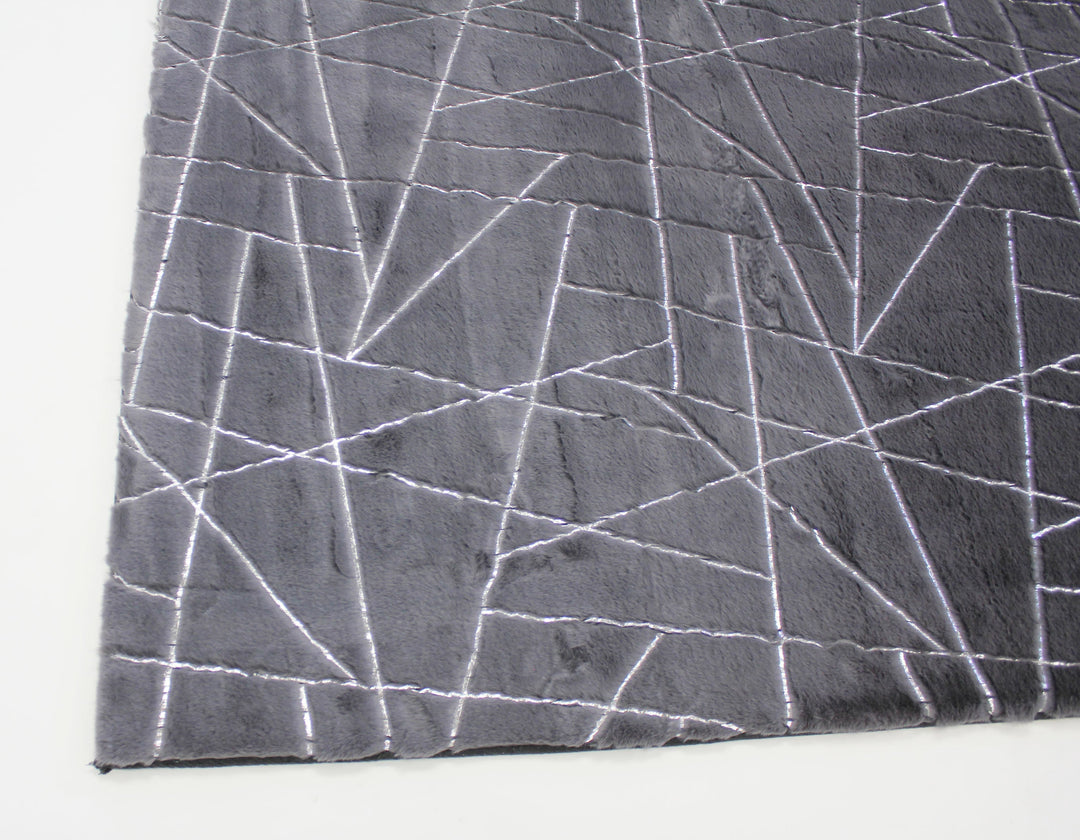 Metallic Area Rug Charcoal Lines