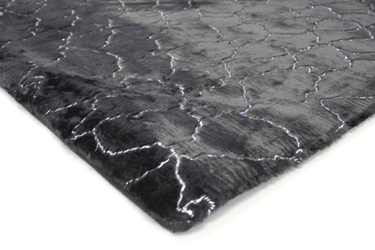 Metallic Area Rug Black Marble