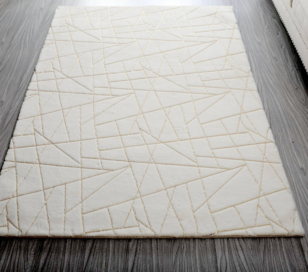 Line Rug All White Metallic Area Rug White Lines – Rug Factory Plus