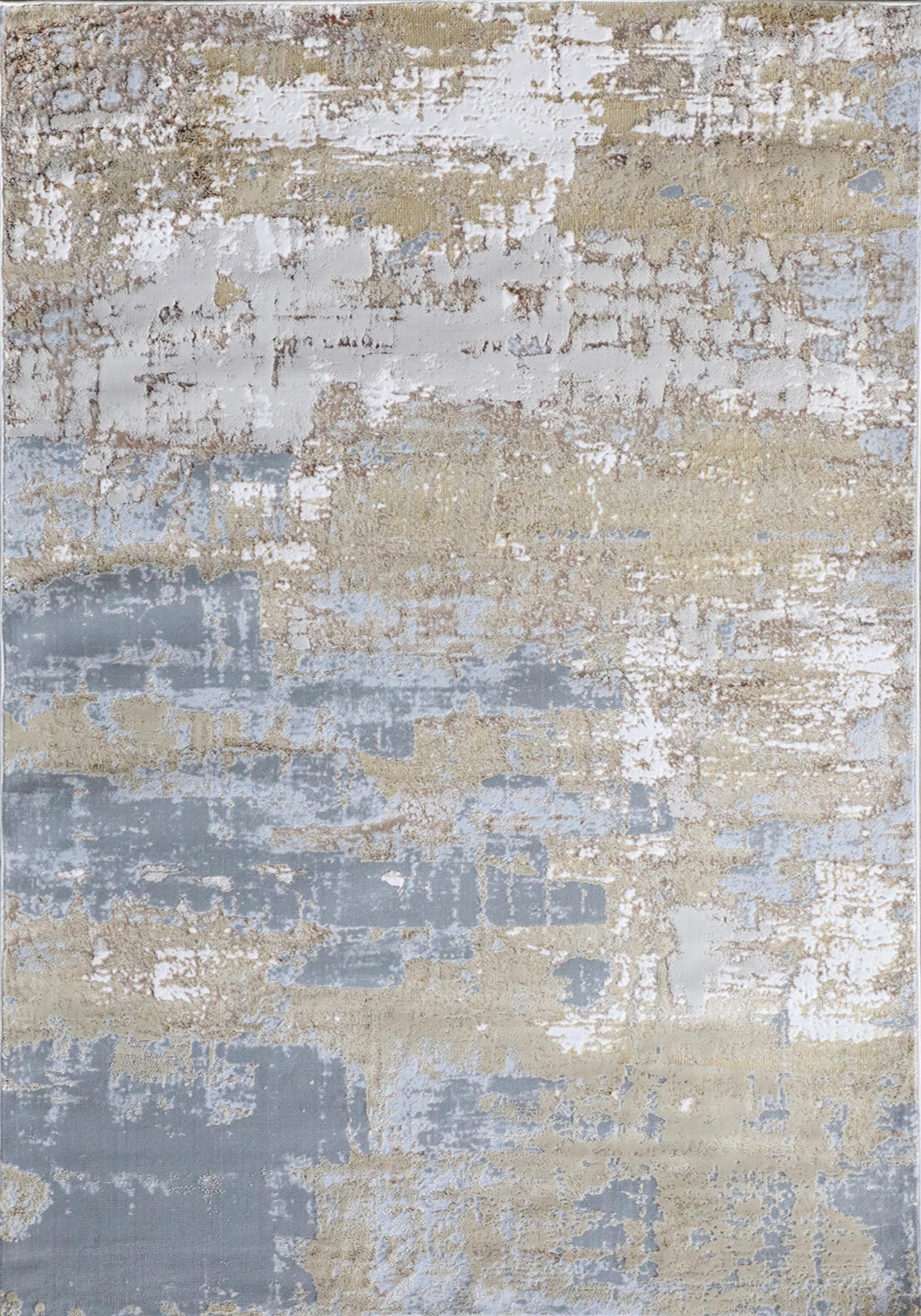 A contemporary beige and gold viscose rug with a flat weave design and a color changing pattern based on view.