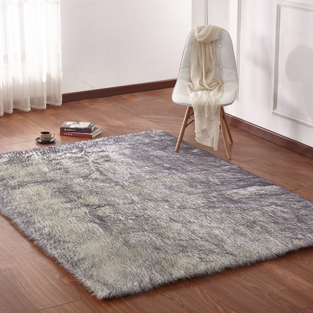 Modern Fox Faux Fur Luxury Area Rug Appx. 3" Pile Height by Rug Factory Plus - Rug Factory Plus