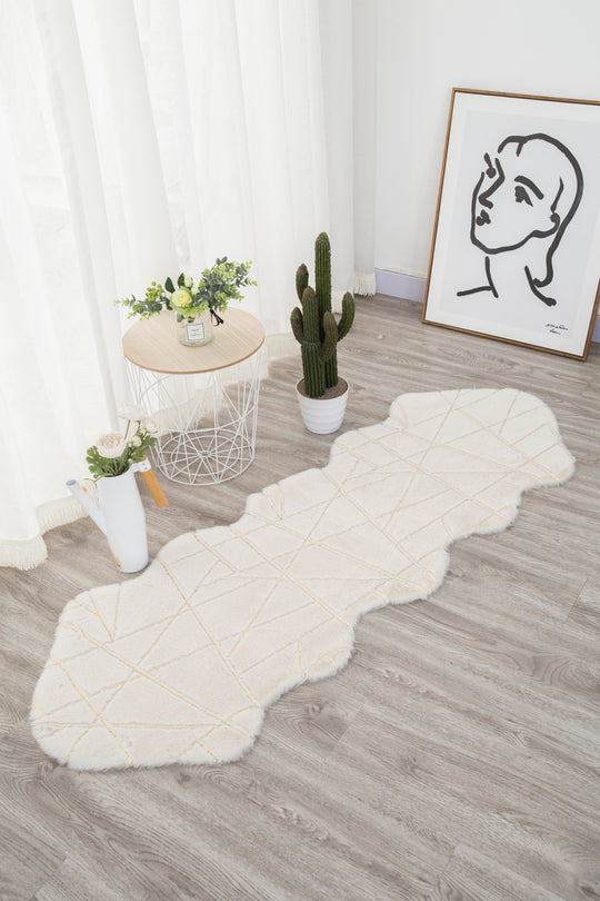 Metallic Area Rug White Scattered