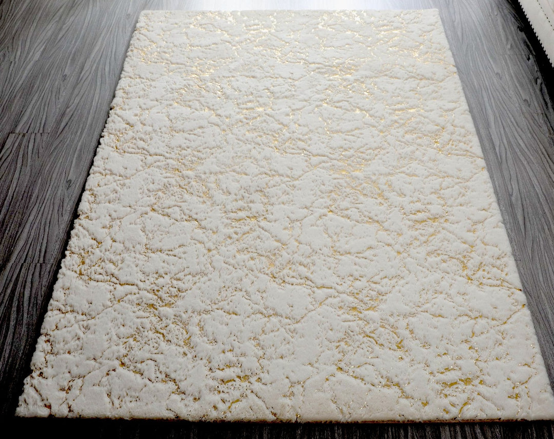 Metallic Area Rug White Scattered
