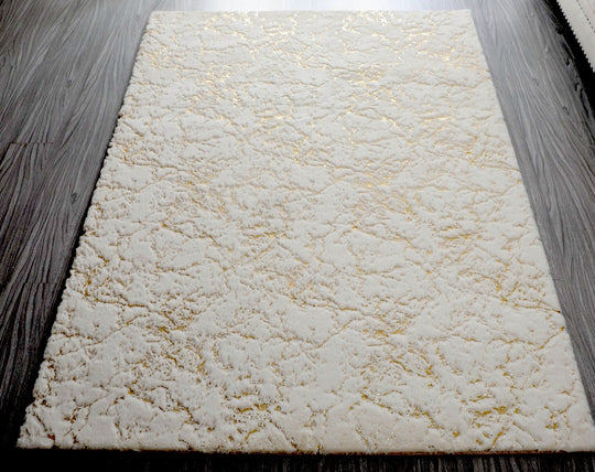 Metallic Area Rug White Scattered
