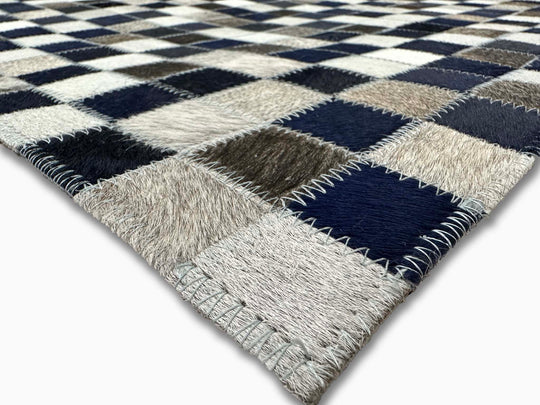 Tikkul Navy Patchwork Cowhide