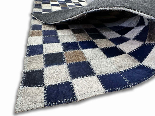 Tikkul Navy Patchwork Cowhide