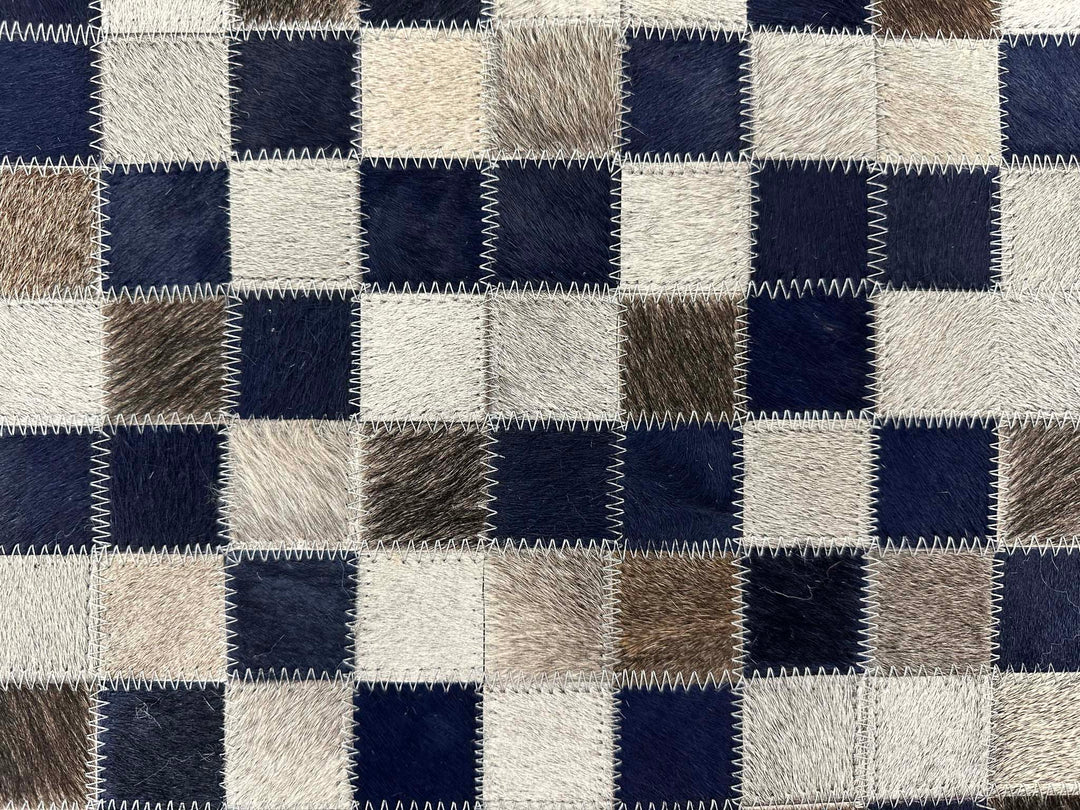 Tikkul Navy Patchwork Cowhide