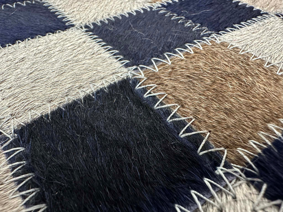 Tikkul Navy Patchwork Cowhide