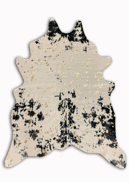 Modern Black Faux Fur Art Hide Metallic by Rug Factory Plus - Rug Factory Plus
