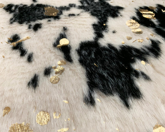 Modern Black Faux Fur Art Hide Metallic by Rug Factory Plus - Rug Factory Plus