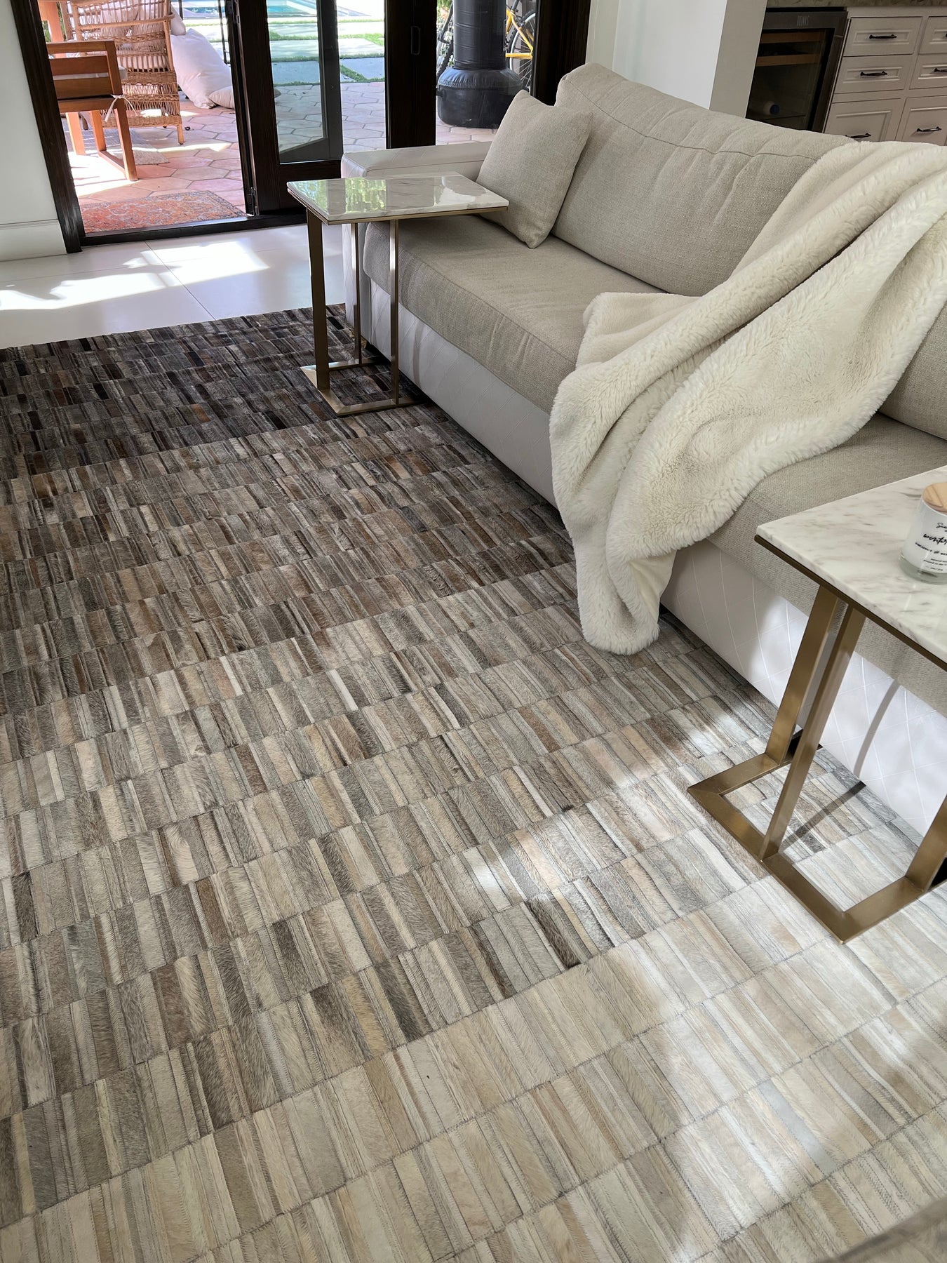Handmade Leather Patchwork Cowhide Brick Area Rugs by Rug Factory Plus