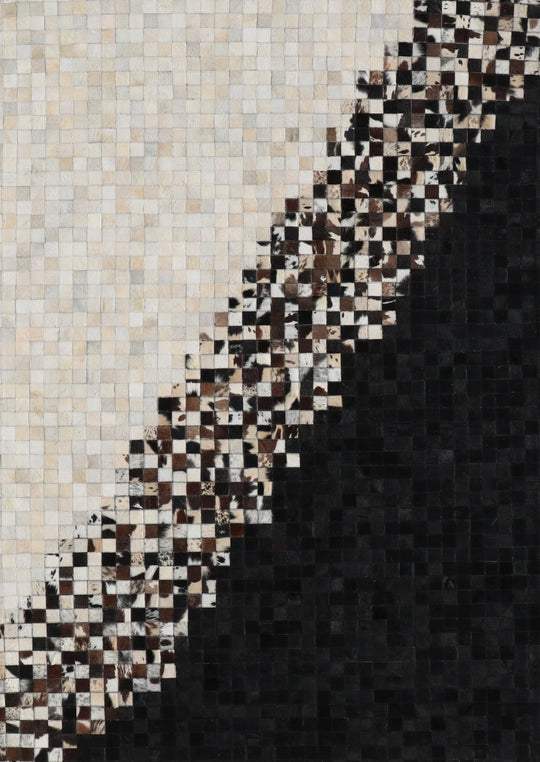 Tikkul Black and White Patchwork Cowhide