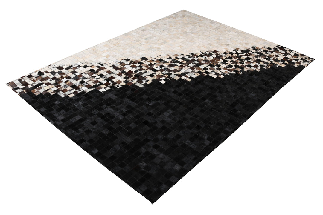 Tikkul Black and White Patchwork Cowhide