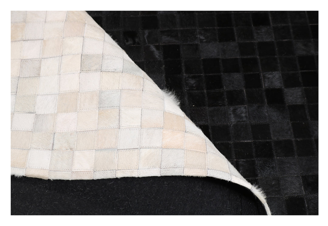 Tikkul Black and White Patchwork Cowhide