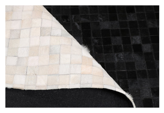 Tikkul Black and White Patchwork Cowhide